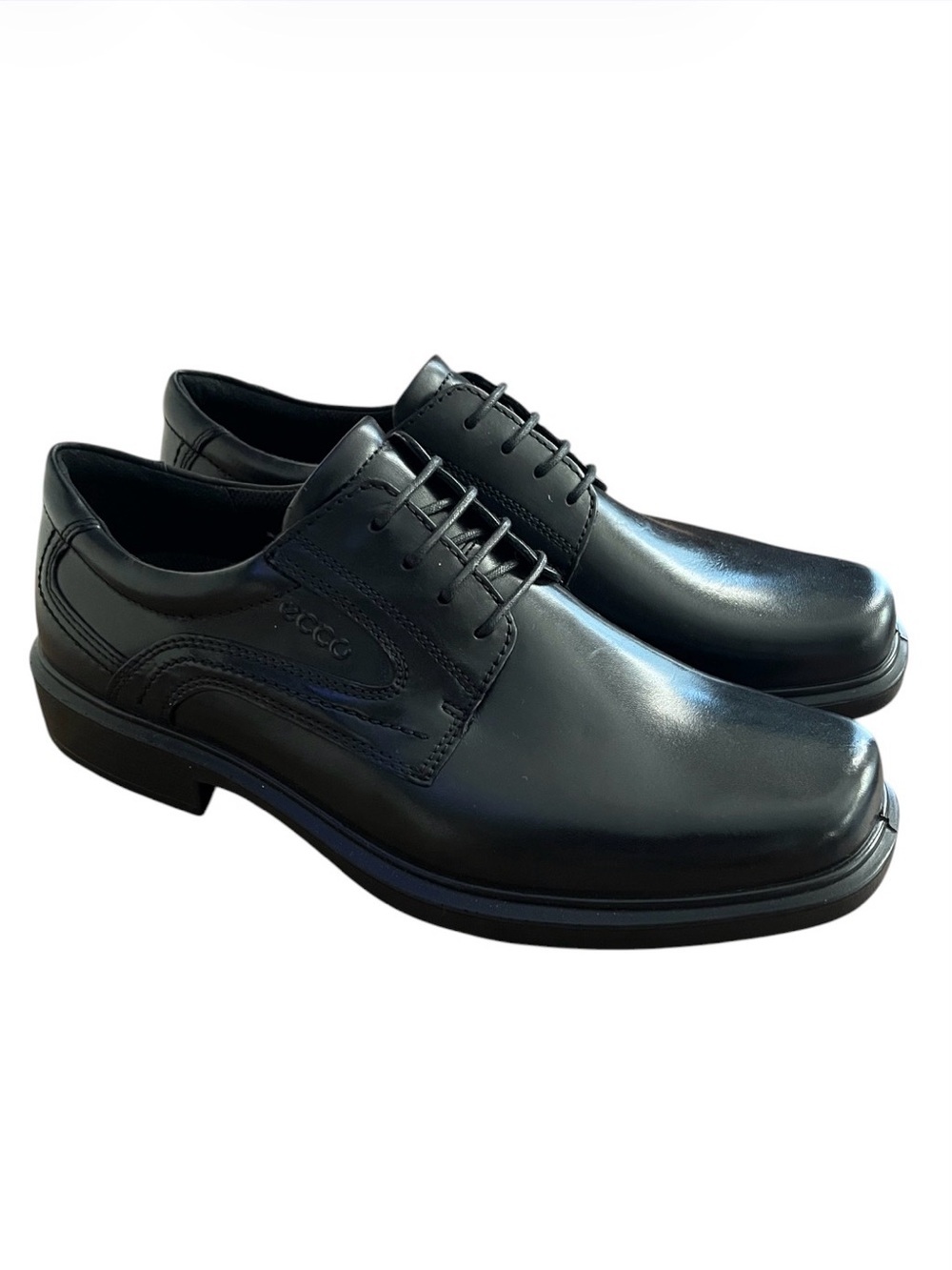 ECCO Men’s Black Leather Plain Toe Oxford Dress Shoes Comfort EU 42 *NEW*